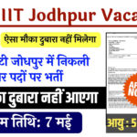 IIT Jodhpur Vacancy: आईआईटी जोधपुर में भर्ती आवेदन शुरू