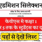 KVS Admission Selection List 2024: सिलेक्शन लिस्ट जारी, यहाँ से चेक करें, इतने बच्चों का हुआ सिलेक्शन, Direct Link